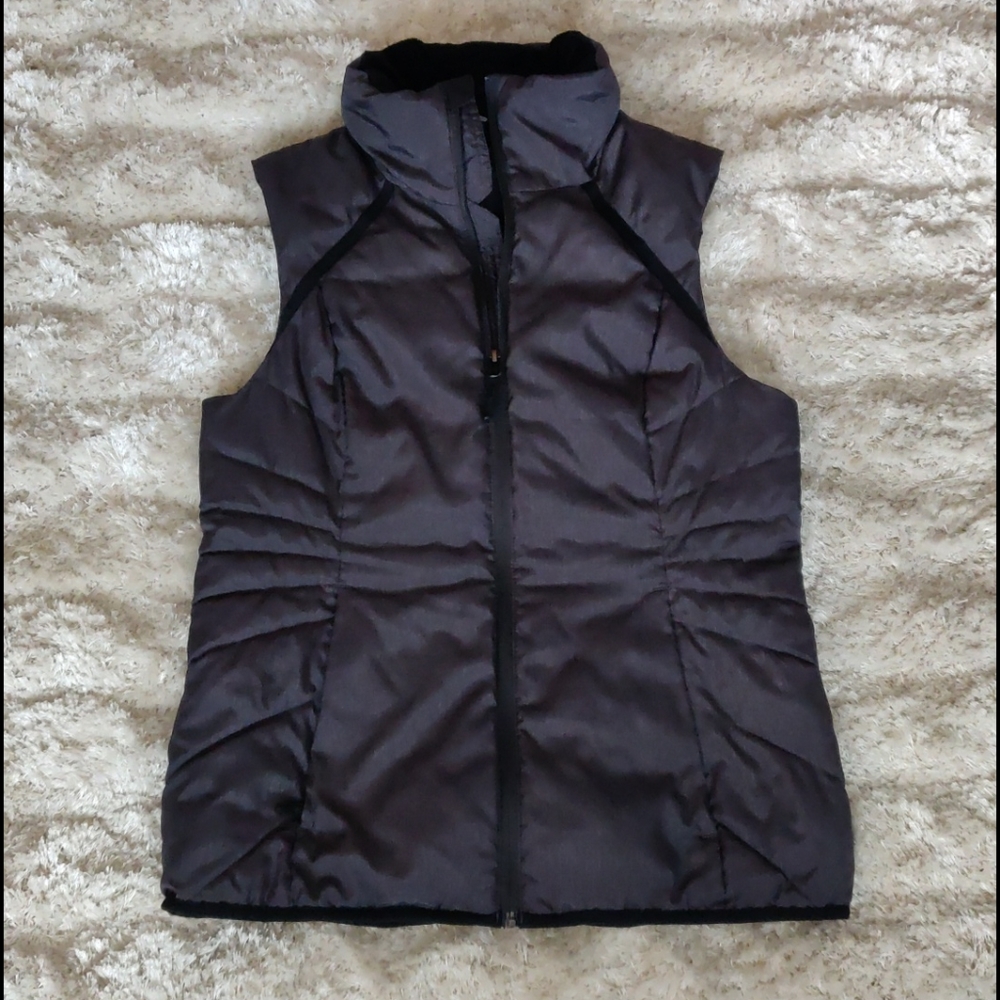 EUC Charcoal grey vest with black detailing